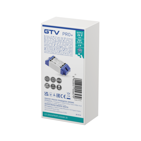 Transformator Pro+ GTV pentru bandă LED, 6W, 24V, IP20 [1]