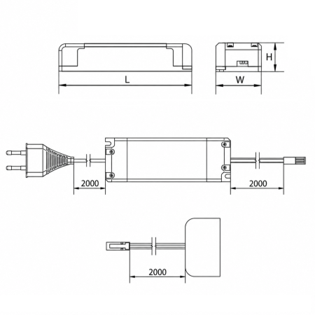 Transformator Pro GTV pentru bandă LED, cu distribuitor, 7W, 12V, IP20, cablu 2 m [1]