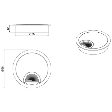 Trecere cablu Docker Maxdeco, rotundă, zamak, negru, Ø60 mm [2]