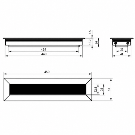 Trecere cablu Merida GTV, dreptunghiulară, aluminiu, 51 x 450 mm [3]
