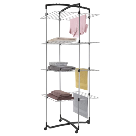 Uscatoare rufe - Uscator de rufe turn, Faro Plus, pliabil, cu 4 etaje, argintiu, 38 m