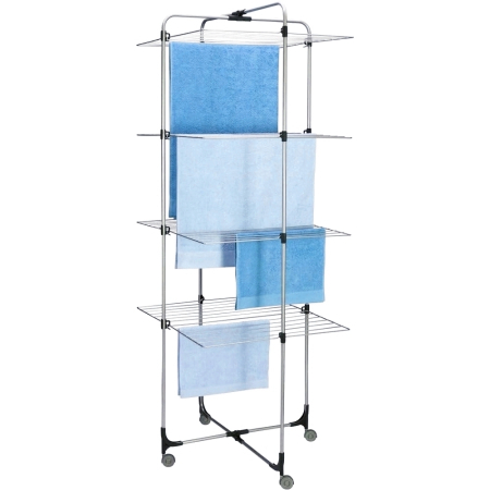 Accesorii pentru rufe - Uscator de rufe vertical, Aliseo, cu 4 etaje, pliabil, gri metalizat, 40 m