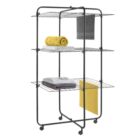Uscatoare rufe - Uscator de rufe vertical, Dijon Onyx, cu 3 etaje, negru mat, 33 m