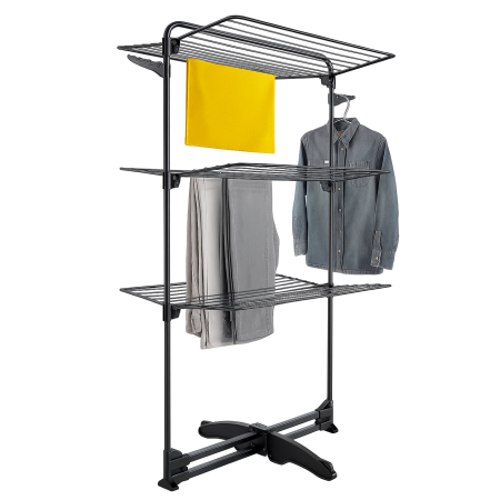 Accesorii pentru rufe - Uscator de rufe vertical, Storm Onyx, cu 3 etaje, negru mat, 34 m