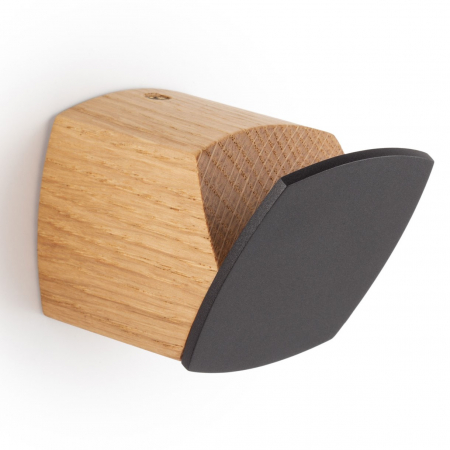 Scandinave - Megg - Agatatoare cuier, finisaj stejar / gri lava, 46.6x45x63.6 mm