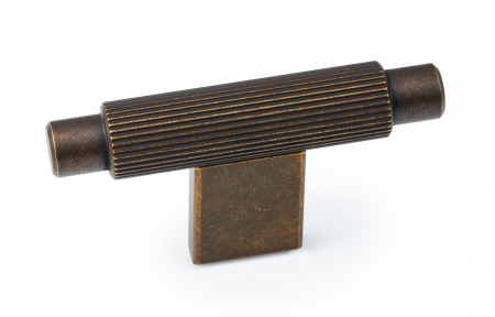 Rustici - Arpa - Buton pentru mobila, finisaj alama rustica, 70x35 mm