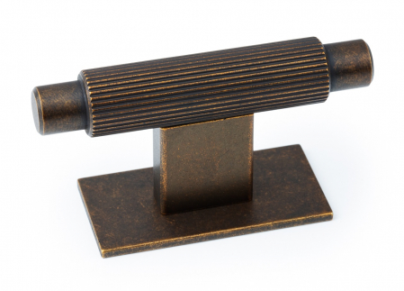 Rustici - Arpa Plate - Buton pentru mobila, finisaj alama rustica, 70x25 mm