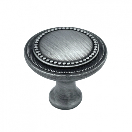 Rustici - Baroc - Buton pentru mobila, finisaj argint antichizat periat, D:32 mm