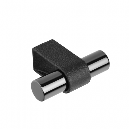 Industriali - Casey - Buton pentru mobila, finisaj negru lava texturat / negru titan lustruit, 60x44.3 mm