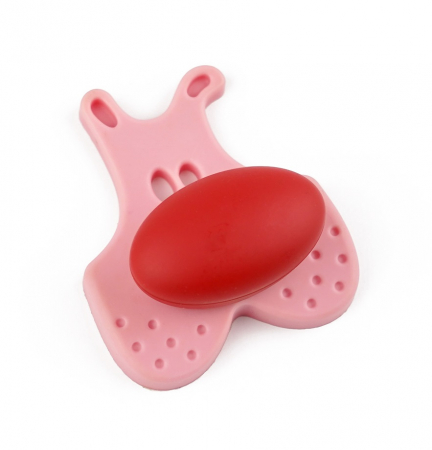 Butoni pentru copii - Joy Catel - Buton pentru mobila copii, finisaj roz cu nasuc rosu CB, 30 mm