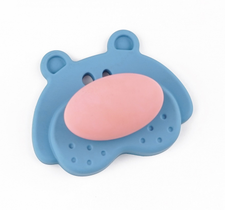 Butoni pentru copii - Joy Ursulet - Buton pentru mobila copii, finisaj bleu cu nasuc roz CB, 30 mm