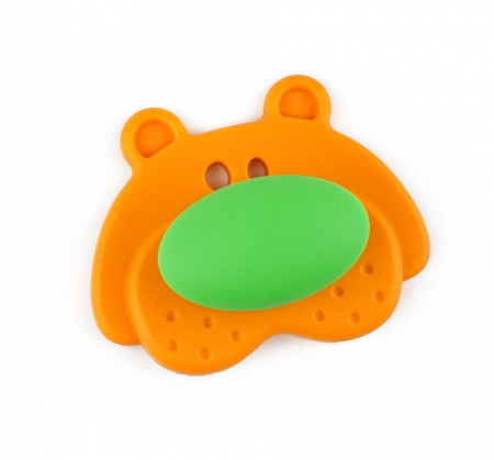 Butoni pentru copii - Joy Ursulet - Buton pentru mobila copii, finisaj portocaliu cu nasuc verde CB, 30 mm
