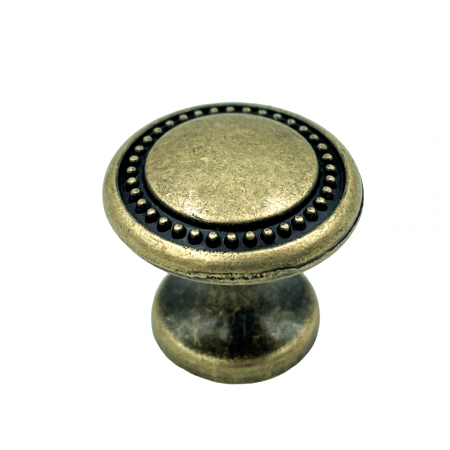 Rustici - Louis - Buton pentru mobila, finisaj alama antichizata, D:25 mm