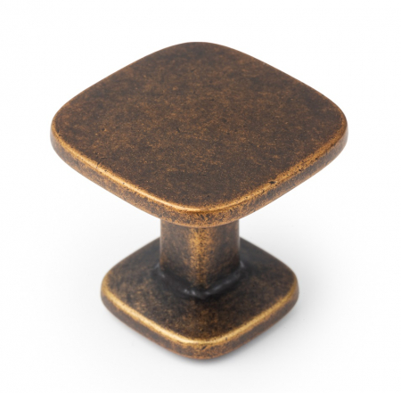 Rustici - Quart Mini - Buton pentru mobila, finisaj alama rustica, 26x26 mm