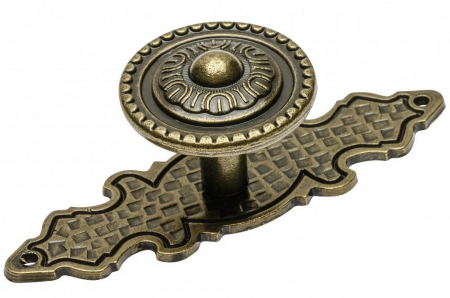 Vintage & Retro - WP-1136 - Buton pentru mobila, finisaj alama antichizata GT, L:86 mm