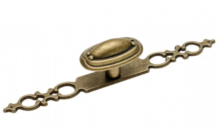 Vintage & Retro - WP-1146 - Buton pentru mobila, finisaj alama antichizata GT, L:136 mm