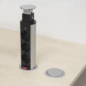 Prize incorporabile - Lift Box - Coloana 3 prize Schuko incorporabila in blat, finisaj aluminiu