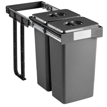 Cosuri gunoi incorporabile - Free Jazz 40 - Coș de gunoi încorporabil, colectare selectivă, 2 compartimente x 26 litri, gri Orion