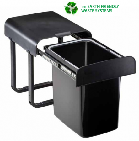 Cosuri gunoi incorporabile - Aladin Black Bio - Coș de gunoi încorporabil, colectare selectivă, 1×16 L, negru, din plastic 100% reciclat