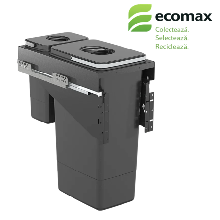 Cosuri gunoi incorporabile - Front 30 - Coș de gunoi încorporabil, colectare selectivă, cu un compartiment de 26 litri și un compartiment de 7 litri