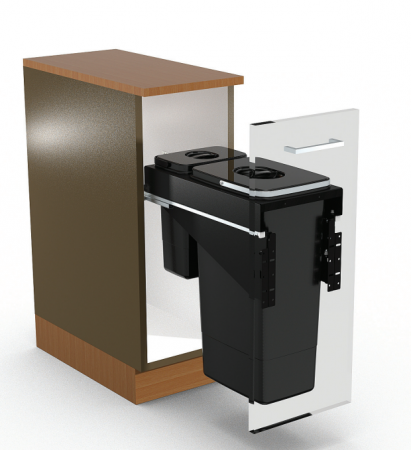 Cosuri gunoi incorporabile - Front 30 - Coș de gunoi încorporabil, colectare selectivă, cu un compartiment de 26 litri și un compartiment de 7 litri