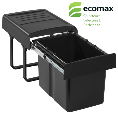 Cosuri gunoi incorporabile - Mega 40 – Coș de gunoi încorporabil cu 1 compartiment x 34 litri, finisaj negru