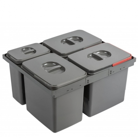 Coșuri gunoi încorporabile - Multino New - Coș de gunoi încorporabil în sertar, colectare selectivă, 3×15 L + 1×7 L, corp 600 mm, antracit