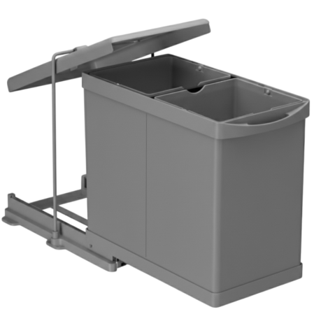 Accesorii mobilă - Pelikan 21211A - Coș gunoi încorporabil, cu extragere automată, colectare selectivă, pentru corp de 400 mm, antracit, 2 x 14 l