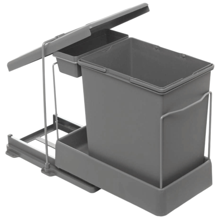 Coșuri gunoi încorporabile - Pelikan 21511A - Coș gunoi încorporabil, cu extragere automată, pentru corp de 400 mm, antracit, 1 x 20 l + 1 x 1 l