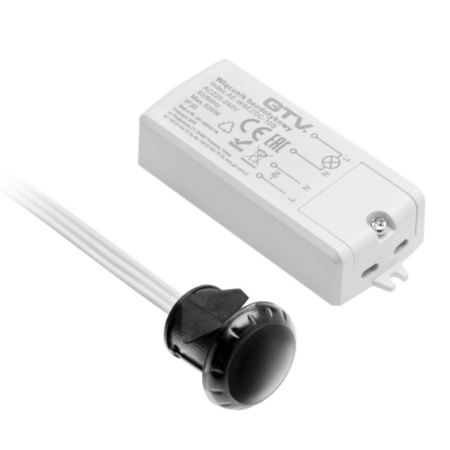 Întrerupătoare bandă LED - Întrerupător cu senzor GTV pentru iluminat LED, bipolar, 500W, 220-240V AC, IP20, cablu 2 m