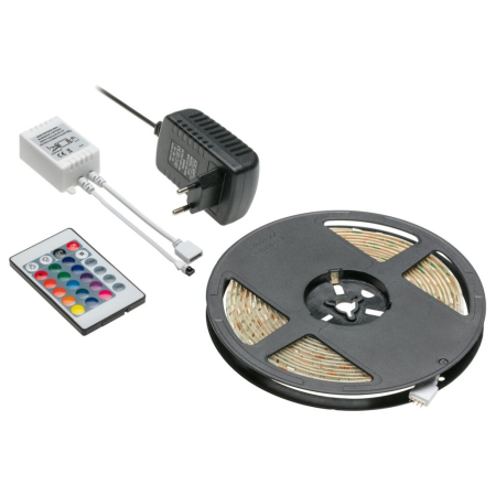 Kituri LED - Kit bandă LED GTV pentru mobilier, cu telecomandă, lumină RGB, 30 LED/m, 25 W, IP20, 5 m