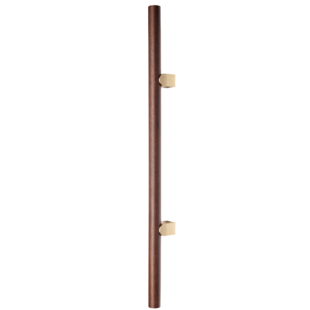 Din lemn - Maner lung pentru mobila Kumo Wood Big One, finisaj nuc / alama periata, L:878 mm