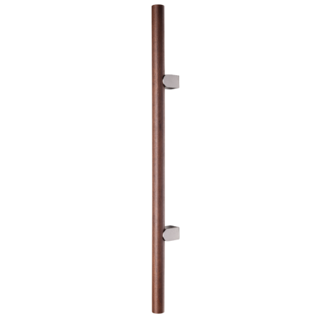 Din lemn - Maner lung pentru mobila Kumo Wood Big One, finisaj nuc / otel inoxidabil, L:878 mm