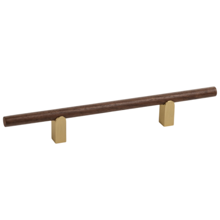 Scandinave - Kumo Wood - Maner pentru mobila, finisaj nuc / alama periata, L:248 mm