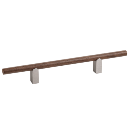 Mânere din lemn - Kumo Wood - Maner pentru mobila, finisaj nuc / otel inoxidabil, L:248 mm