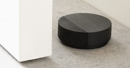 Opritoare usi - Puk - Opritor pentru usa, finisaj frasin negru mat lacuit, 65x24 mm