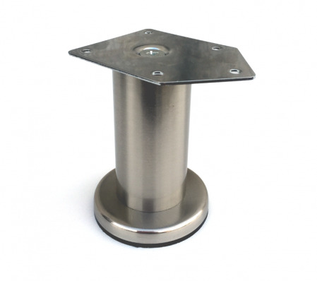 Picioare mobilă fixe - Picior metalic cilindric pentru mobilier D:42 mm, H:100 mm, finisaj inox