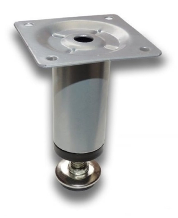 Picioare mobila reglabile - Picior metalic cilindric pentru mobilier, Ø30 mm, finisaj aluminiu, H:100 mm