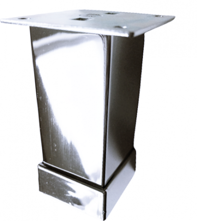 Picioare mobila - Picior metalic pentru mobilier, profil pătrat 40×40 mm cu mască, finisaj crom lucios, H: 100 mm