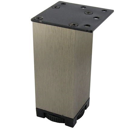 Picioare mobilă reglabile - Picior metalic pentru mobilier H:100 mm, finisaj oțel inox periat, profil pătrat 40x40 mm, fără mască, AN1