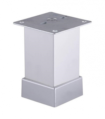 Picioare mobila reglabile - Picior metalic pentru mobilier, profil pătrat 40×40 mm cu mască, finisaj aluminiu, H:120 mm