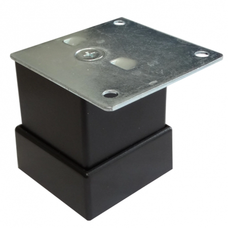 Picioare mobilă fixe - Picior metalic pentru mobilier H:50 mm, finisaj negru, profil pătrat 40x40 mm, cu mască