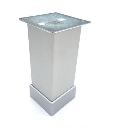 Picioare mobila reglabile - Picior metalic pentru mobilier H:100 mm, finisaj aluminiu, profil patrat 40x40 mm cu masca