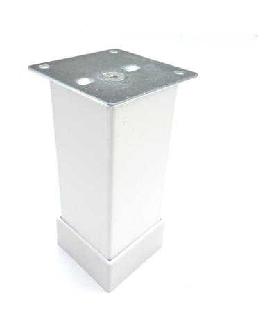 Picioare mobila reglabile - Picior metalic pentru mobilier H:100 mm, finisaj alb, profil patrat 40x40 mm cu masca