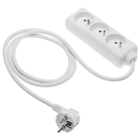 Bandă led & Accesorii - Prelungitor GTV cu 3 prize tip French, cablu de 1,5 m, alb