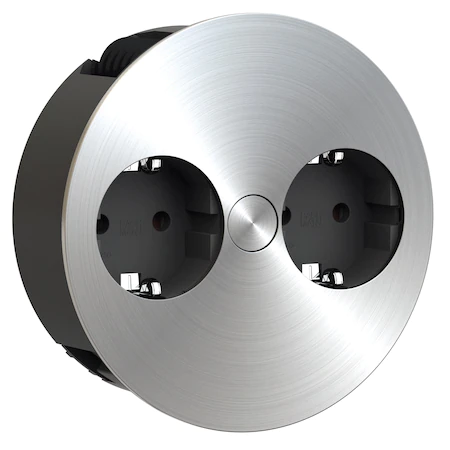 Prize incorporabile - Twist  - Priza incorporabila blat, 2xSchuko, finisaj otel inoxidabil