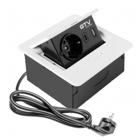 FERONERIE ȘI ACCESORII MOBILĂ - Priză încorporabilă în blat GTV Avaro, 1 priză Schuko, USB A + C, alb