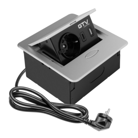 Prize încorporabile - Avaro GTV - Priză încorporabilă în blat, 1 priză Schuko, USB A + C, aluminiu