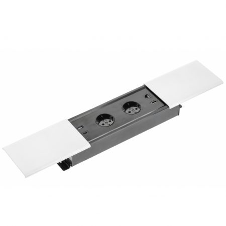 FERONERIE ȘI ACCESORII MOBILĂ - Priză încorporabilă în blat GTV Prestino, 2 prize Schuko, USB A + C, HDMI, RJ45, alb, 310 x 100 mm