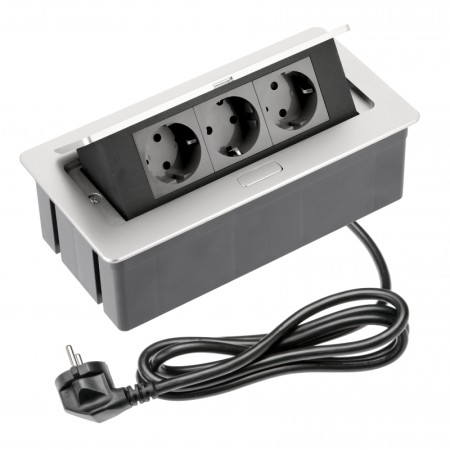 Prize incorporabile - Soft - Priza incorporabila in blat, cu 3 prize Schuko, finisaj aluminiu